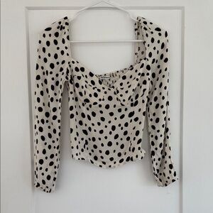 Reformation Ink Blot Polka Dot Blouse